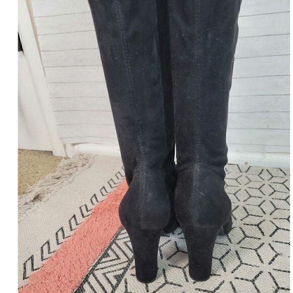 STEVE MADDEN "GORGEOUS" VEGAN SUEDE OVER THE KNEE BLACK BOOTS, sz 10 - Picture 7 of 16
